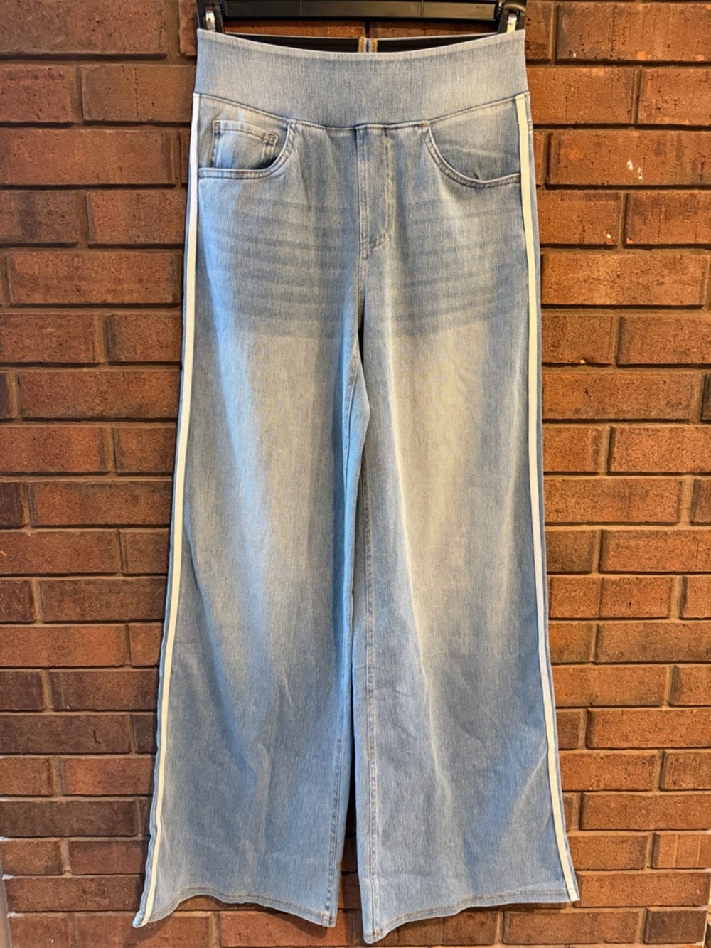 HALARA Light Blue Wide-Leg Jeans White Side Stripe small regular S new denim